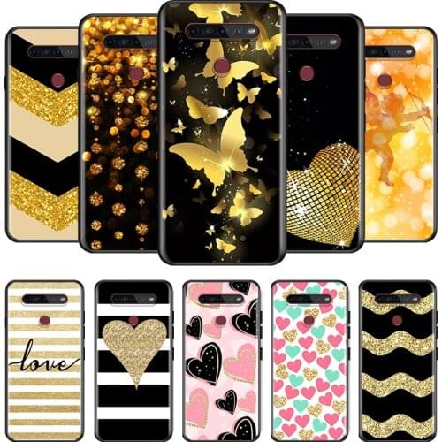 Yellow gold glitter For LG G8 V30 V35 V40 V50 V60 Q60 K40S K50S K41S K51S K61 K71 K22 ThinQ 5G Phone Case