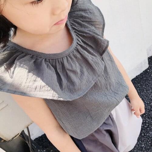2 3 4 5 6 Years Toddler Girls T-shirts Fashion Lotus Leaf Collar Tops for Girl Baby Clothing Casual Sleeveless Vest Girl Shirts