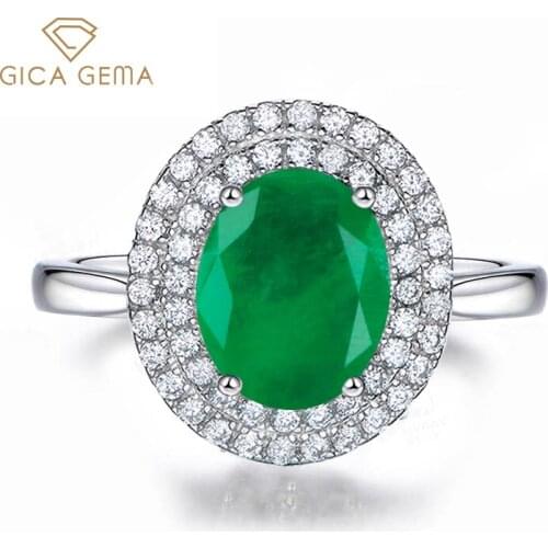 GICA GEMA Gemstone Open Rings For Women 925 Sterling Silver Blue Green Emerald Topaz Oval Anniversary Wedding Jewelry Gifts
