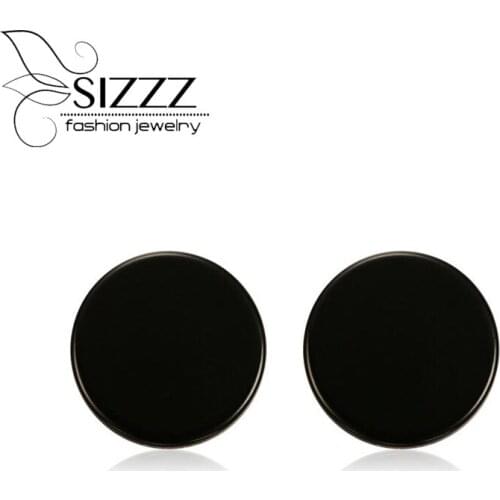 SIZZZ 2017 Fashion 10MM stainless steel black color trendy stud earrings for women