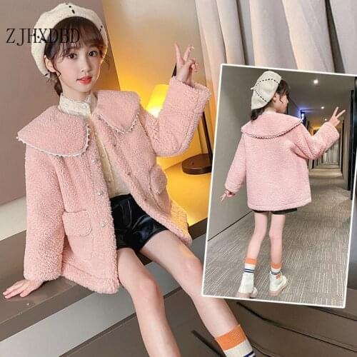 Winter Jackets for Girls Outwear Kids Wool Coat Thick Girl Snowsuit Baby Jackets Girls Blends Toddler Fur Coats Children Clothes