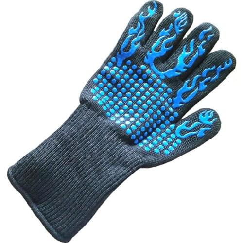 1pcs BBQ Flame Retardant Fire Barbecue Microwave Supplies Temperature Resistance 800 Degrees Insulation Silicone Cotton Gloves