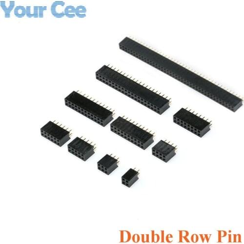 10pcs Double Row Pin 2*2P 3P 4P 5P 6P 8P 10P 12P 20P 40P Straight Pin Female Header Strip Socket Connector 2.54mm Pitch