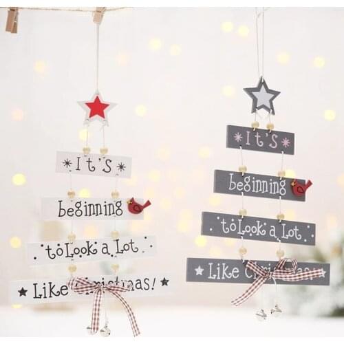 2021 Christmas Wooden Pendants Ornaments Creative Wood Craft Xmas Tree Ornament Christmas Party Decorations 2022 Home Decoration