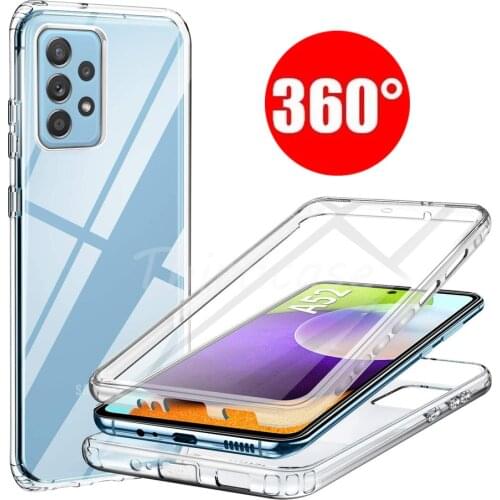 360 Full Body Case for Samsung A526B A525F A326B A 52 A 72 Clear PC+Silicone Cover for Galaxy A725F A426B A125F A02S A025F Capa