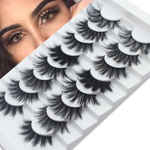 3D Mink Lashes 8 Pairs Fluffy Lashes Natural Soft Wispy Volume Dramatic Long Cross False Eyelashes Extension Make Up