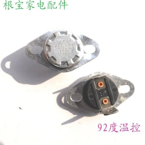 5pcs/Temperature control switch KSD301 92 degrees Normally closed Vertical type 10A 250V Thermostat