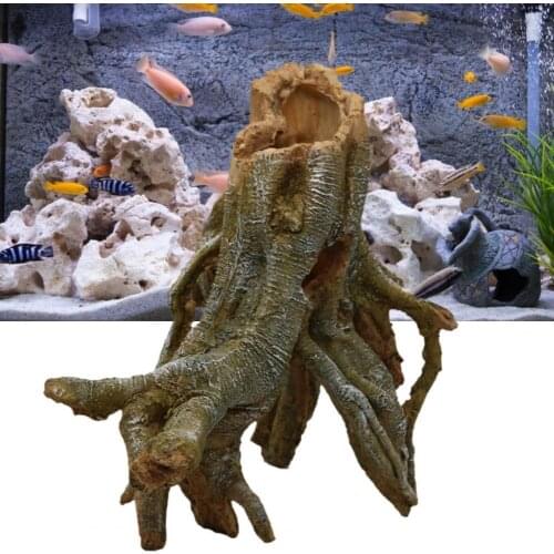 Safe Practical Aquarium Driftwood Tree Model Craft Resin Shelter Driftwood Model High Imitation for Reptile
