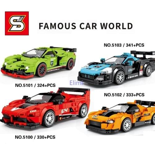 SEMBO Blocks Famous Car Model Building Bricks Cool Vehicle Model Educational Kids Toys for Children Juguetes Boy Birthday Gifts