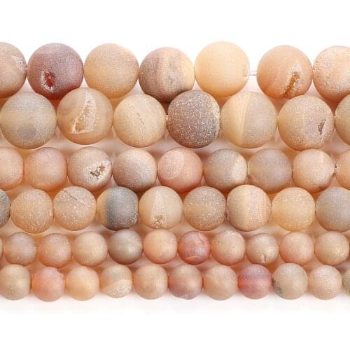 Natural Stone Light Pink Plated Smile Agates Charm Round Loose Beads For Jewelry Making DIY Bracelets Necklace Strand 6-12 MM