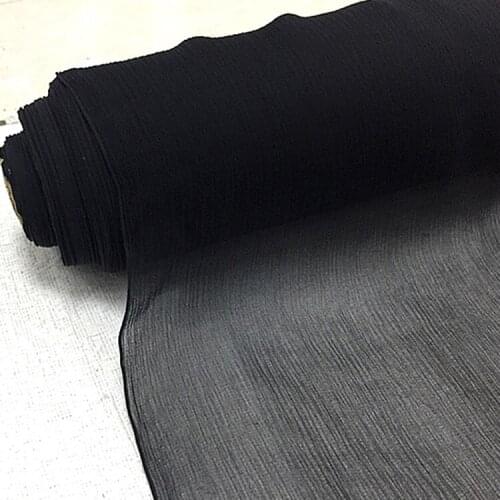 Black 100% silk crinkle georgette gauze fabric for lining fabric soft and sheer,SCG721
