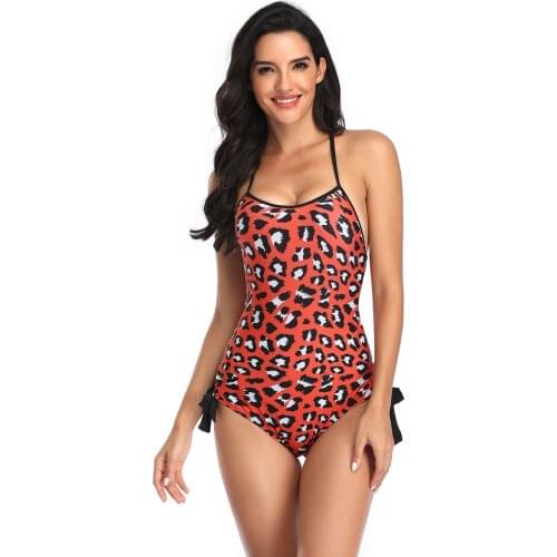 Keep Leopard Printing Bikinis Ladies Beach Style Sexy Chest Pad Wire Free Swimming Suit Polpester Sleeveless Split Swimsuit 2021