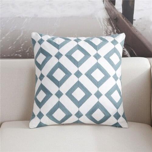 Hap-deer cushion 100%cottom embroider blue white color northern europe style sofa car home deco art seat