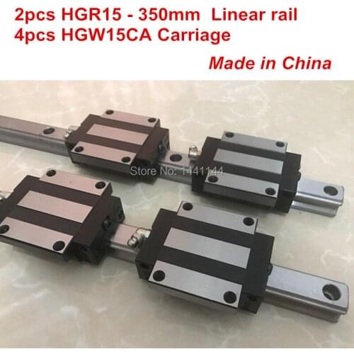 HGR15 linear guide rail: 2pcs HGR15 - 350mm + 4pcs HGW15CA linear block carriage CNC parts