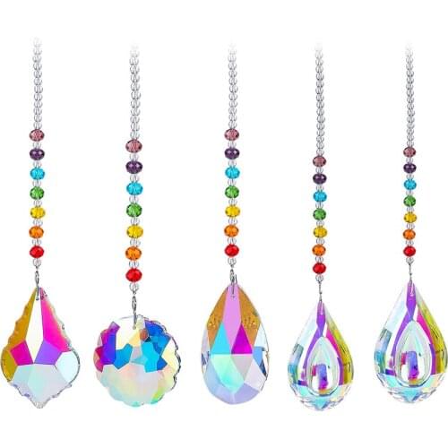 Crystal Pendant Colorful Beads Hanging Drop for Outdoor Indoor Garden Window Wedding Curtain Chandelier DIY Decorations Gifts