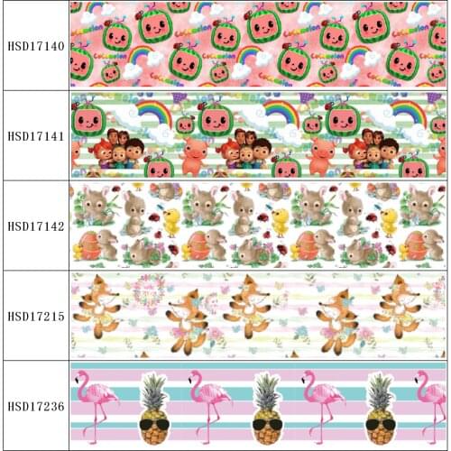 HuangTao 22MM 25MM 38MM 50MM 75mm Printed Pattern on Grosgrain Ribbon for diy ribbon