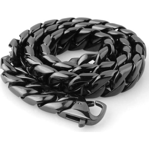 Cool Heavy Black 316L Stainless Steel Cuban Curb Link Chain Mens Boys Bracelet Bangle Or Necklace Jewelry 7-40" Free Shipping
