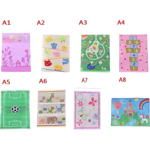 Doll House Cartoon Pattern Turkish Carpet Dollhouse Miniatures 1:12 Accessories Kit Carpet Mat Rayon Thread Cartoon Mini Carpet