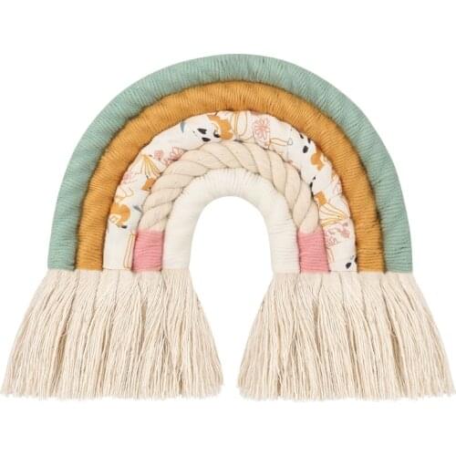 Nordic Style Hand-woven Rainbow Tapestry Children Room Household Wall Hanging Decorations Rainbow Hanging Decor Pendant