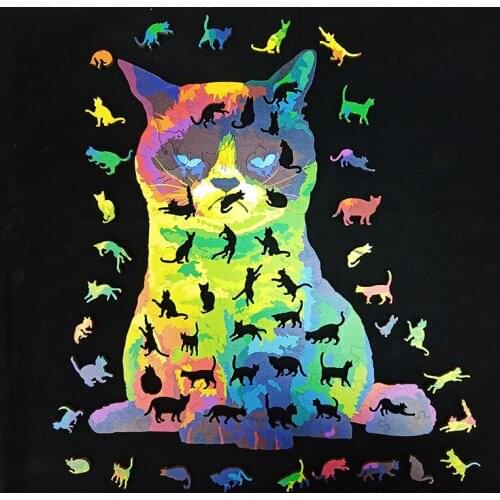 Irregular Rainbow DIY Wooden Jigsaw Puzzle Intelligence Development Toy Adult Children New Year Christmas Gifts for Friends