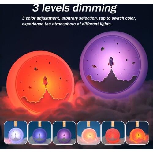 Silica Gel Night Lamps Space Rocket Cartoon Pat Pat Bedside Light Holiday Gifts Room Decoration