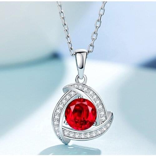 New Arrival Crystal Triangle Pendant Necklace For Women Jewelry Trendy 925 Sterling Silver Necklace Girls Chain Choker Present