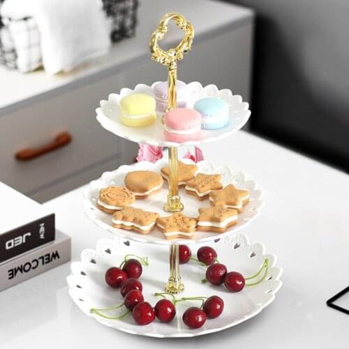 3 Tiers Cake Stand Dessert Rack European Style Snack Dried Fruit Storage Tray Plate Home Party Fruit Tray Cake Stand Home Decor