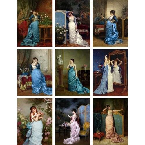 Full square/round 5d diy diamond painting European court women cross stitch kits diamond embroidery picture wall sticker mosaic