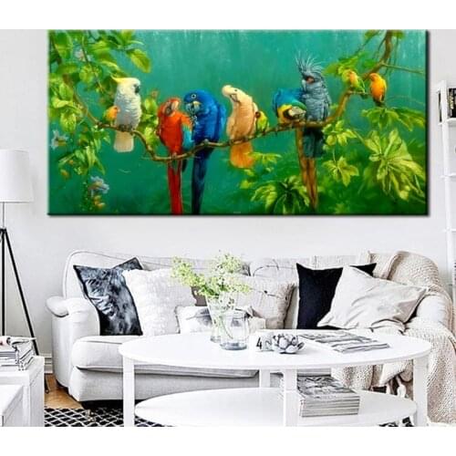 Colourful Parrots Print Poster Canvas Printed Animals Birds Cuadros Wall Art Picture for Living Room Home Decor