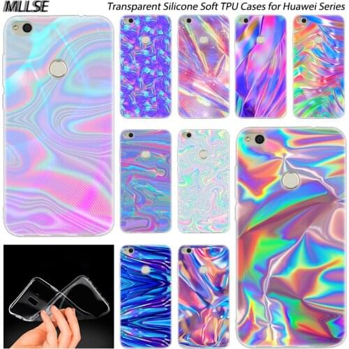 Rainbow iridescent Silicone Case for Huawei NOVA 3 3i 4 Honor 7A Pro 7S 6X 7X 8X 8 9 10 Lite Play View 20 Cover