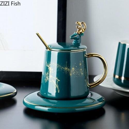 Luxurious Mug Ceramic Coffee Cup Gift Box Breakfast Milk Cup Afternoon Tea Tea Set Northern Europe Home Decoration Cups