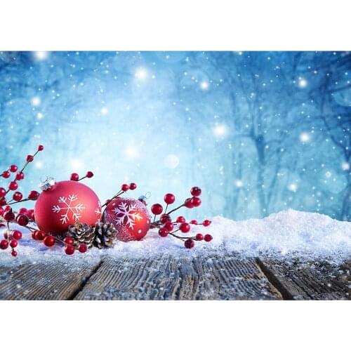 Christmas Ball Sparkle Bokeh Snow Wood Photographic Backgrounds Vinyl Backdrops Photo Studio for Children Baby Photoshooting