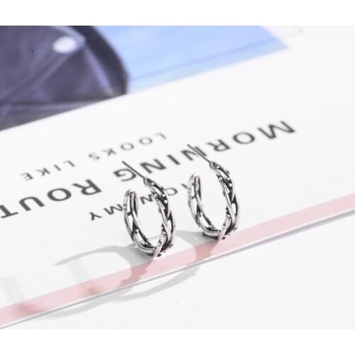 Fashion New Hot Sell Trendy 925 Sterling Silver Retro Stud Earrings for Women Real Silver Ear Studs Initial earrings