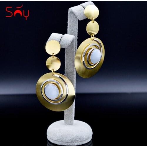 Sunny Jewelry Big Round Earrings For Women Long Drop Dangle Earrings Hot Selling Earrings For Party Wedding Jewelry Findings