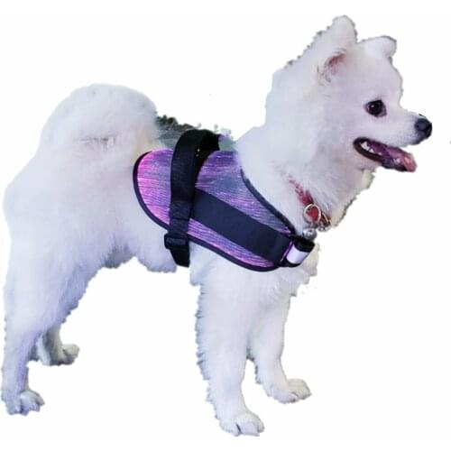 Outdoor Waterproof 7 Color Pet Dog Cat Golden Retriever Samoyed Fiber Optic Illumination Vest Clothes Collar Built-in Battery