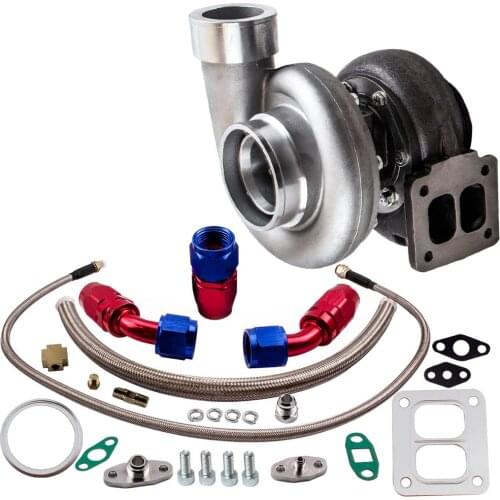 GT45 Upgrade Turbocharger V-Band 1.05 A/R 98mm Huge 600+HP Boost Turbo Oil Feed Line Drain Line kits Supercharger