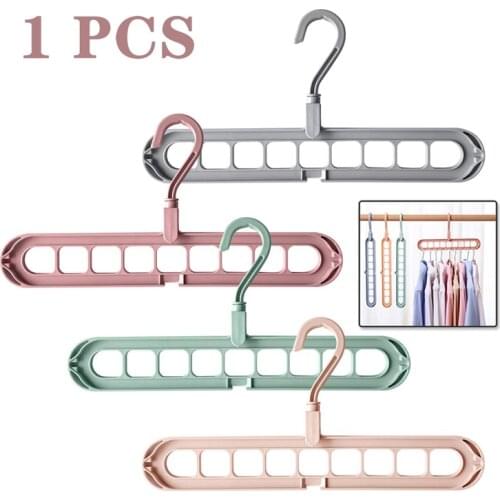 Rotatable 9-Hole Clothes Hanger Multi-port Support Circle Clothes Rack Wardrobe Storage Drying Plastic Racks Hangers for Clothes