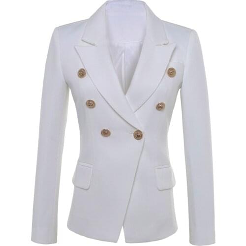 QUALITY New HIGH Fashion 2021 Star Style Designer Blazer Womens Gold Buttons Double Breasted Blazer Plus size S-XXXL