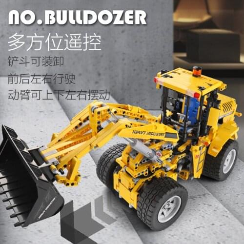 Mould King 13122 1572Pcs Technics Rc building blocks BULLDOZER City Enginee pushdozer Vehicles RC Technic Bricks Toys earthmover