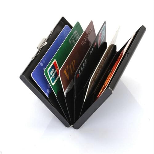 Solid Color Metal RFID Blocking Wallet Anti-Scan Contactless Credit Card Holder Bank Card Protector Case Portable Card Holder