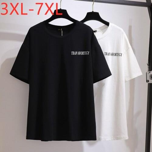 New 2021 Ladies Summer Plus Size Tops For Women Large Short Sleeve Loose Cotton Black Letter O-neck T-shirt 3XL 4XL 5XL 6XL 7XL