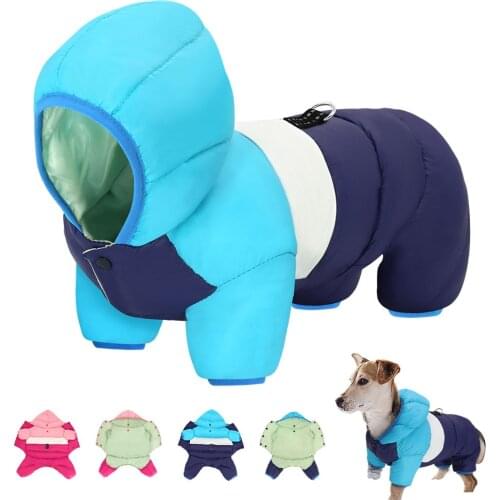 Small Dog Winter Clothes Warm Dog Windproof Hooded Coat Jumpsuit Soft Chihuahua Jacket Coat Clothing For Small Medium Dogs