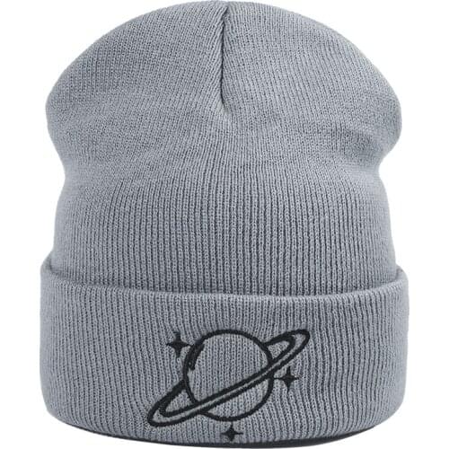 Planet Beanie Embroidery Winter Hat Satellite Keep Warm Cotton Skullies Beanies Hat Hip Hop Knit Cap Casual Outdoor Dropshipping