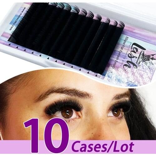 10case/lot MASSCAKU hot sale ellipse eyelashes 8~18mm mix flat mink cilia eyelashes faux mink glossy color soft natural maquiage
