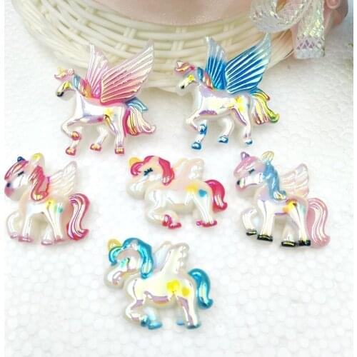 10pcs mixed cute cartoon Unicorn flat back resin decorative small objects