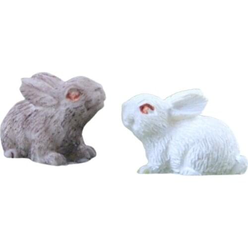10pcs Resin Miniature Bunny Animals Fairy Garden Mini Forest Farm Animal Realistic Micro Tiny Animals TerrariumFigurines