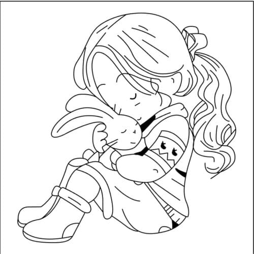 10x10 Girl holding a bunny Transparent Clear Stamps Silicone Seals for DIY scrapbooking photo album Card Making