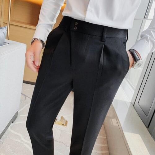 2021 Autumn Mens Business Dress Pants Unique Design Slim Office Social Suit Pants Streetwear Casual Wedding Formal Trousers