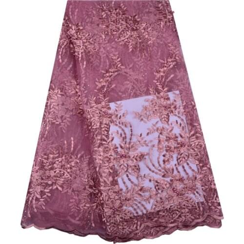 5 Yards/Lot High Quality Nigerian French Lace Embroidered Tulle Lace Fabric For Wedding Dress 2018 African Lace Fabric 1319