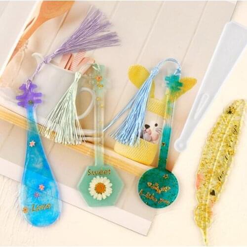 50pcs Creative Silicone Bookmark Mold DIY Feather Rectangle Shaped Silicone Mould Making Epoxy Craft Tool Supplies